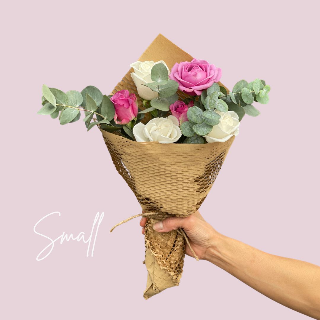 Purple & White Roses Happy Bunch