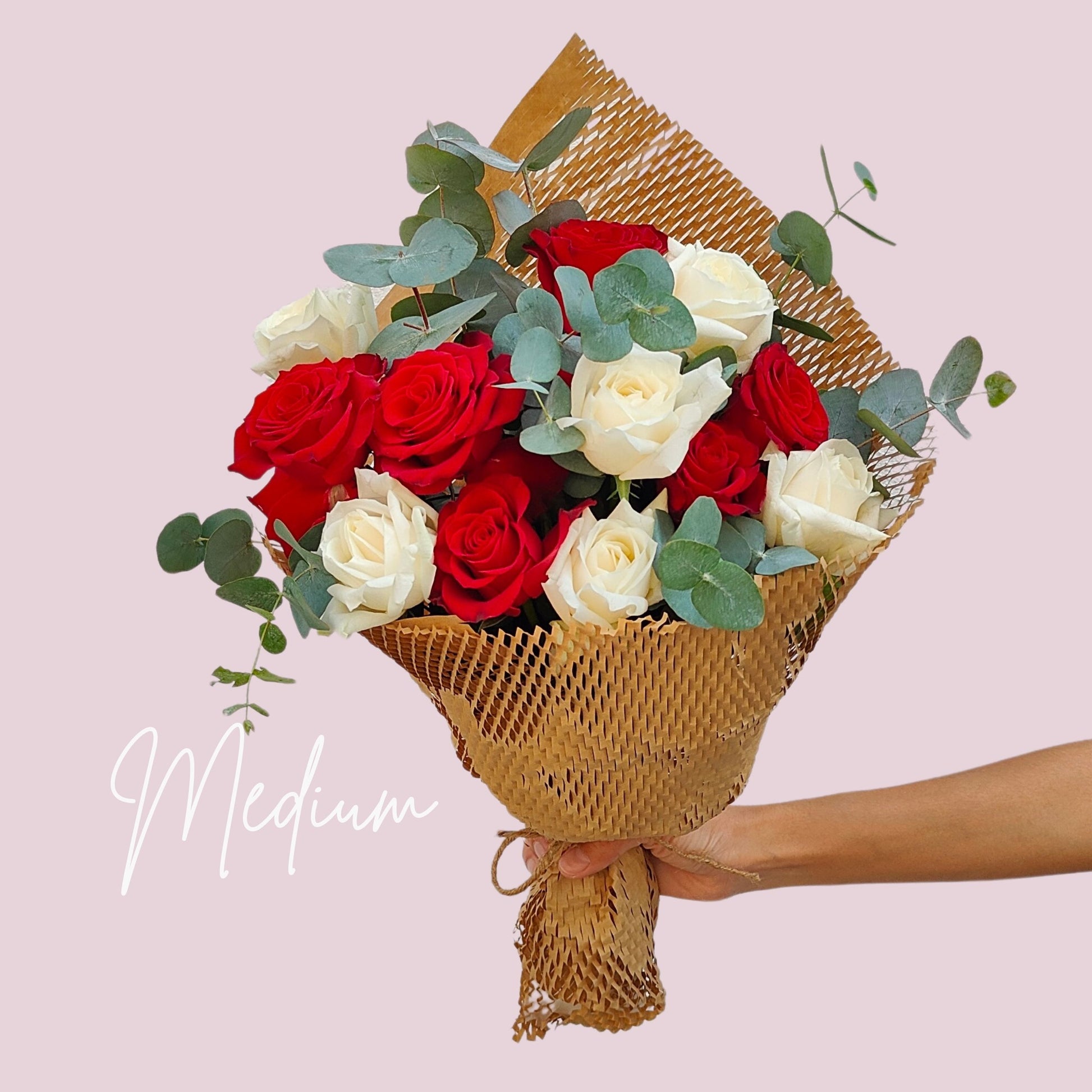 Red & White Roses Happy Bunch