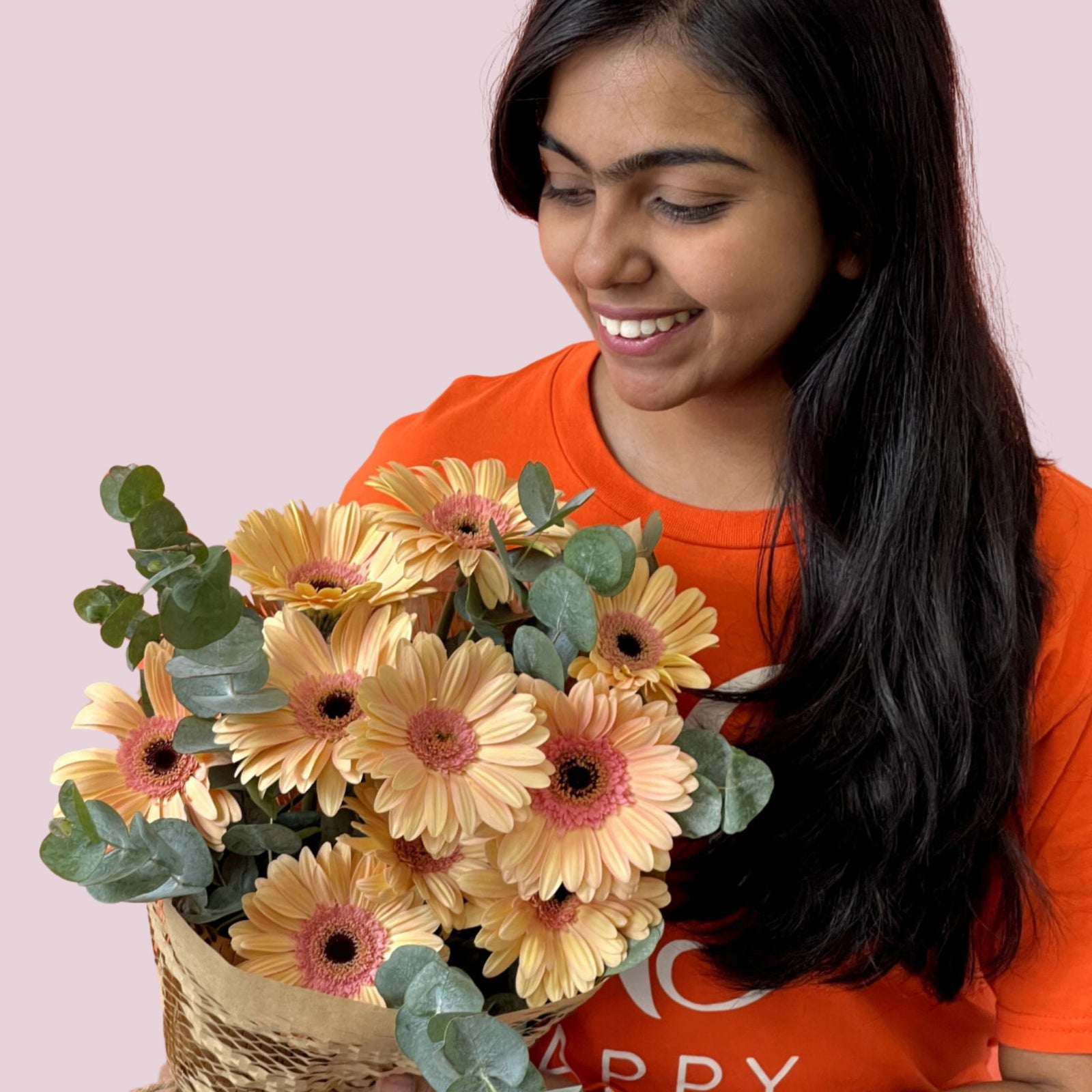 Peach Gerbera Happy Bunch